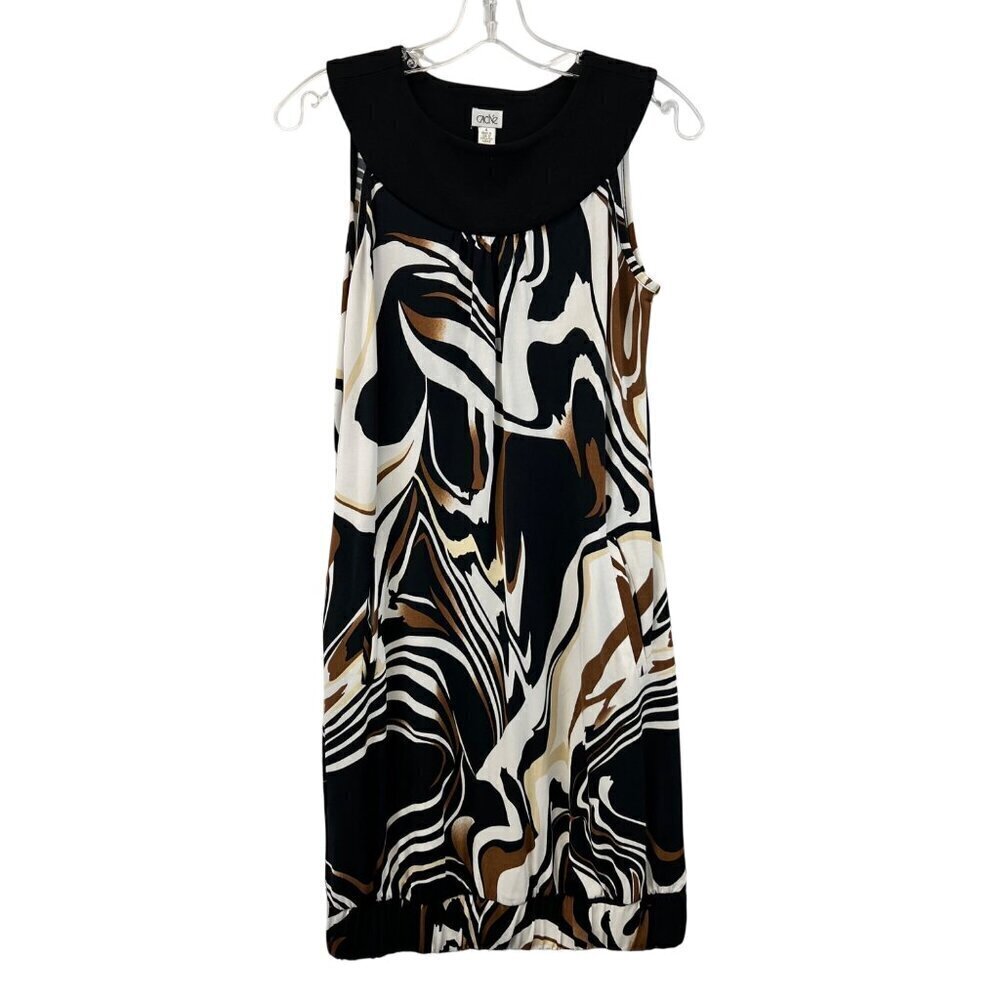 Cache Womens Sleeveless Bubble Dress Black/Multi Size 4 Above Knee Pockets